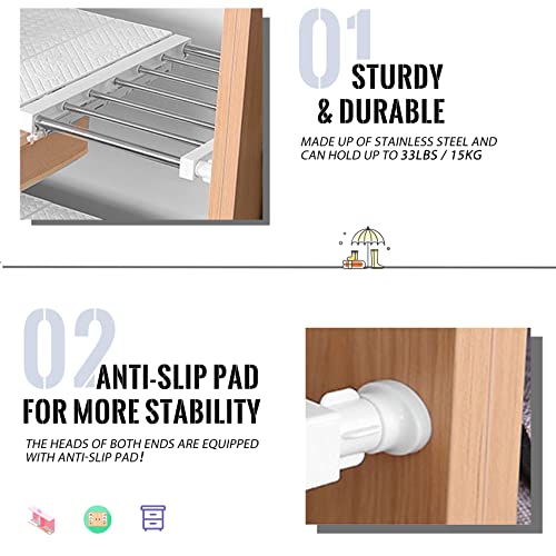 Closet Tension Shelf & Rod, Adjustable Organizer for Closet, Expandable