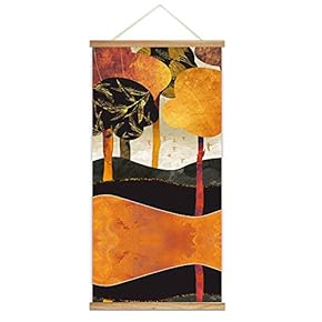 Wooden Framed Hanging Poster Nordic Style Nature Landscape Wall Picture Canvas Artwork for Home Decoration Ready to Hang - 18"x36"