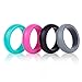 SYOURSELF Silicone Rings Women, Rubber Wedding Rings, 4 Pack Thick, Breathable, Stackable, Comfortable, Wide Ergonomic Design Rubber Wedding Rings Bands for Sports, Outdoors + Gift Box