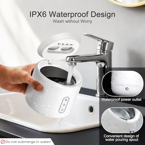 AOLVI Ultrasonic Retainer Cleaner Machine, IPX6 Waterproof Denture Cleaner, 3 Modes Dental Cleaning Pod with RGB Indicator, 45kHz Mouth Guard Cleaner with UV Light, 200ML Tank, White