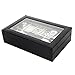 SILYHEART Watch Box Organizer Black Pu Leather Jewelry Display Case Storage Tray for Women & Men