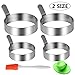 Stainless Steel Egg Frying Ring Mold Round Egg Rings For Cooking, Egg Cooker Rings with Free Oven Glove and Silicone Brush(2 Sizes, 4 Packs)