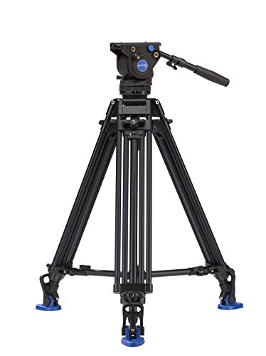 Benro BV4 Pro Video Tripod Kit with BV4 Fluid Video Head, 75 mm Bowl Aluminum Legs, Mid-Level Spreader & 8.8 lb Payload Support (BV4PRO)