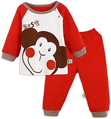 ODFAPP Adorable Cotton Original Baby Boy Girl Clothes Set China Casual Autumn Spring Discount Baby Clothing Suit Cute Monkey Newborn Shirt Pants tz1508 red5T Cool