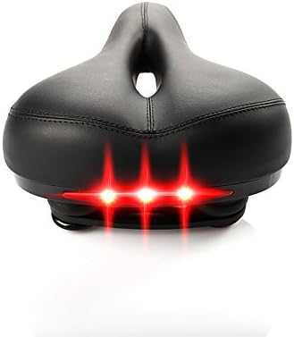 Standard Anatomic Relief MTB Memory Foam Padded Bicycle Saddles with Waterproof Safety taillight (BLACK)