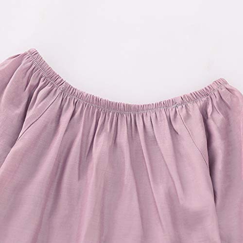 Baby Girls' Skirt Sets,Kid Toddler Girl Infant Plain Lace Horn Sleevest Shirts with Overall Skirt Set Cotton Outfits Pink 12-18 Months