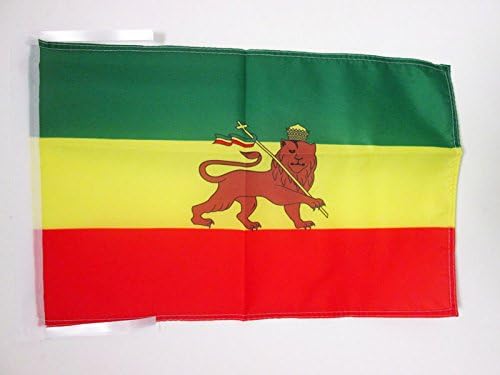 AZ FLAG, Ethiopia with lion Flag, 18'' x 12'', 100% Polyester Lion of Judah Ethiopian Small Banner with Two Cords