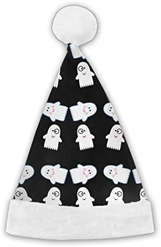 Cute Ghost Pattern Santa Hat 1-Pack Cap Festival Celebrations And Recreation For Unisex Adult And Kid