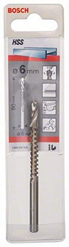 Bosch Accessories 2608597528 Routing Drill Bit, 0 V, Silver, 6 x 90 mm