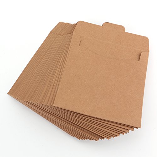 Fasmov 5" x 5" CD Sleeves Kraft Paper DVD Envelopes, 150 Pack