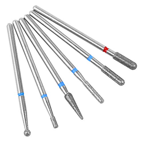 ❤️ Sunbona Clearance Sale Nail Polishing Head Nail Art Grinding Drill Bits Electric Nail Machine Diamond Bullet Bit 6PCS (J)