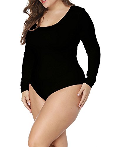 Allegrace Women Plus Size Long Sleeve Crotch Snap Backless Bandage Romper Jumpsuit