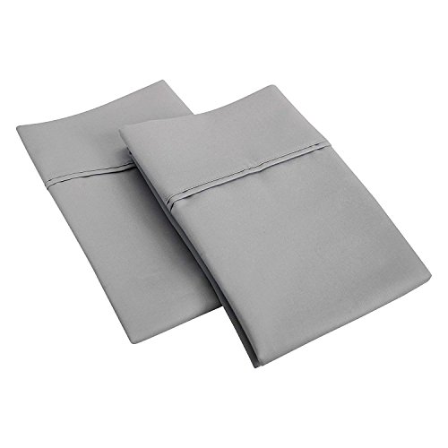 SGI Bedding 550 Thread Count 100% Egyptian Cotton Standard/Queen Pillowcase Size 20X30 Light Grey Solid (Pack of 2)