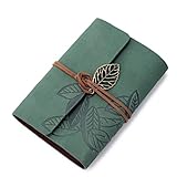 Towallmark(TM)Vintage Leaf Leather Cover Loose Leaf Blank Notebook Journal Diary Gift (Green)