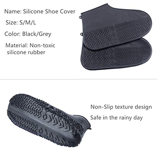 DoDoMagxanadu Silicone Shoe Covers Rain Boot Shoe Cover for Cycling, Outdoor, Camping Garden Waterproof Men Women and Kids Shoe Covers (Black, L)
