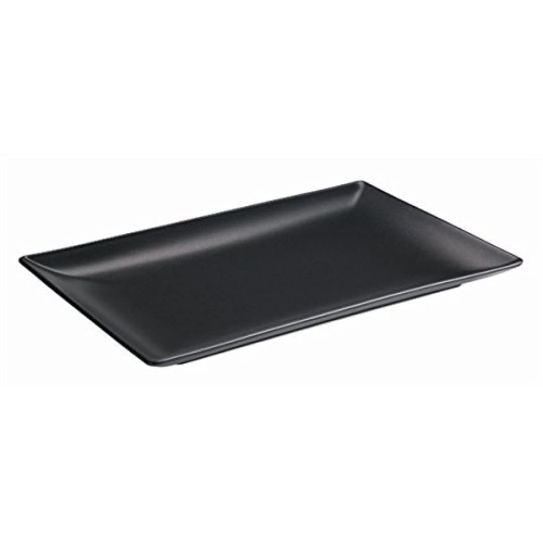 Genware NEV-B2976 Luna Rectangular Coupe Plate, Stoneware, 30 cm x 15 cm, Black (Pack of 6)