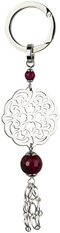 ROCICA Bag Charm Lucky Flower With Natural Stone For Handbags and Jeans (Crimson)