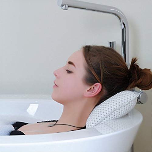 Bathtub and Spa Pillow Soft Spongy Bath Pillow with Suction Cups for Relaxing/Bathing/Spa/Bathroom (White) - Thumbnail 3