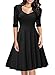 Miusol Women's Retro V Neck Vintage Style Cocktail Party Swing Dress (Large, D-Black)