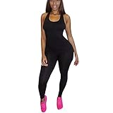GBSELL Women Slim Sexy Sport Club Sleeveless Romper Jumpsuit Bodysuit (Black, M)