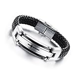 Mens Jewelry Fashion Solid Stainless Steel Cross Braide Leather Bracelets Cuff Bangle Wrist Band Blacelet