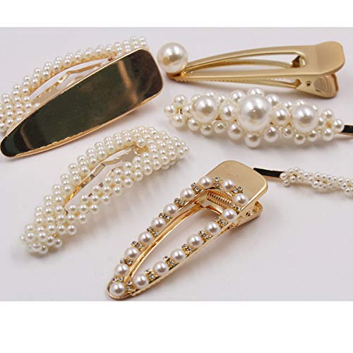 12PCS Elegant Hairpins Hair Accessory for Girls Women Lady Bridal Weeding White Pearl Jewelry Flower Hair Clips Pins Barrettes (Gold Hair Clips) - Thumbnail 3