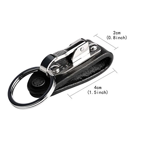 Saim Stainless Steel Keyring Design Faux Leather Belt Loop Key