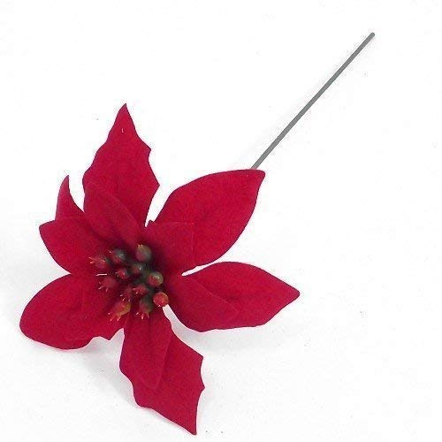 A1-Homes 72 x Red Velvet Poinsettia Pick - 12cm diameter - Wreaths Garlands Floristry (Red, 72)