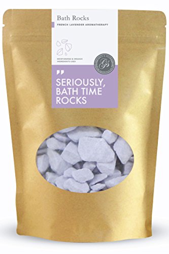 Bath Bomb Rocks (250g French Lavender) - Best Gift Idea - Highest Quality Ingredients & Shea Butter for Moisturizing Dry Skin - Ultra Lush Essential Oil Handmade Spa Fizzies - Top Relaxation Box