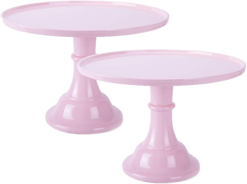 Round Cake Stand 11" Melamine Cake Display Stand Dessert Cupcake Display Tray for Graduation,Wedding,Birthday,Party,Anniversary,Ceremony Pink 2Packs
