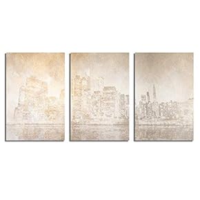 Canvas Wall Art Abstract Vintage Style Painting Artwork for Home Prints Framed - 16"x24" x 3 Panels