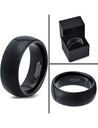 Charming Jewelers Anillo de boda de tungsteno de 0.315 in para hombre y mujer, ajuste cómodo, color negro, gris, azul, cúpula pulida
