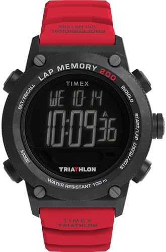 Timex Men's Triathlon 44mm Watch - Black Strap Digital Dial Black Case