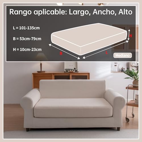 OHSIO Stretch Sofa Cushion Cover, Non-Slip Washable Universal Sofa Cover, Heavy Duty and Easy to Clean (Ivory, 1 Seat Cover M)