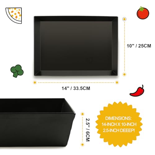 Jisculo Detroit Style Pizza Pan 10x14x2.5 (Non-Stick, BPA & PFOA Free) Heat-Resistant Up to 800°F, Pre-Seasoned Authentic Hard Anodized Detroit Deep Dish Pizza Pan, Five-Year Free Replacement