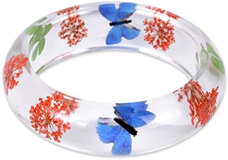 xiaoyamyi Fashionable Handmade Dried Flowers Transparent Resin Women's Charm Bracelet for Birthday, Valentine's Day, Anniversary