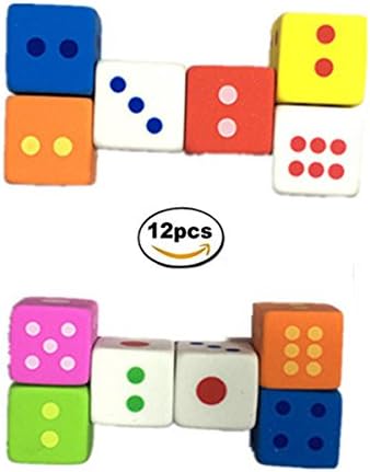 Dice Erasers,Pencil Erasers Rubber,Kid Party Favor Gift Toy, Assorted Color,12 Pieces