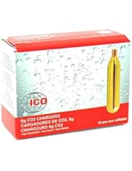 Impeccable Culinary Objects (ICO) 10 units Co2 Soda Chargers for Soda Siphons, 8g, Silver