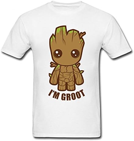 AmonKui Funny I Am Groot T Shirts Men Custom Printed Short Sleeve O Neck Cotton Couples Guardians Of The Galaxy Groot Marvel T Shirt Men 16 XXL