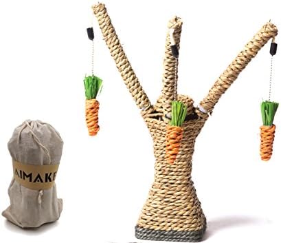 AIMAKE Upright Fork Type Sisal Rope Cat/kitty/Kitten Scratcher Scratching Posts Scratch Board/Pad with 3 Carrots Shape Toy, Pet Animal Climbing Frame/Tree Play Funny Toy