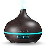 Fosmon Essential Oil Diffuser Dark Brown Wood, Wood Grain Ultrasonic 300mL/10oz Large Essential Oil Aroma Diffuser Cool-Mist Humidifier with 7 LED Mood for Aromatherapy