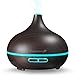Fosmon Essential Oil Diffuser Dark Brown Wood, Wood Grain Ultrasonic 300mL/10oz Large Essential Oil Aroma Diffuser Cool-Mist Humidifier with 7 LED Mood for Aromatherapy