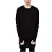OLRIK Mens Hip Hop Free Styles Swag Stage Curved Hem Long Sleeve T Shirt Black M