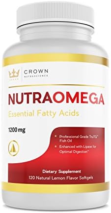 Omega 3 Fish Oil 1200mg Per Serving, 120 Softgels, Crown NutraScience - NutraOmega Burpless Triglyceride (TG) Form for Heart Health, Cognitive Function, Joint Support, and Eye Support