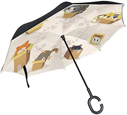 Kaaridream 逆さ傘 長傘 逆折り式傘 手離れc型手元 日傘 晴雨兼用 Uvカット レディース メンズ 車用 黒猫 猫柄 ねこ アニマル 猫爪 黄色 イエロー かわいい 可愛い 雨傘 自立傘 ゴルフ用傘 紳士傘 耐風 遮光断熱 大きめ 軽量 Domedya Com Tr