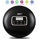 Compact CD Player with Disc, Portable Personal CD Player for Home with Stereo Headphones/LCD Display/USB Power Adapter, CD Music Player with Electronic Skip Protection and Anti-Shock Function, Black