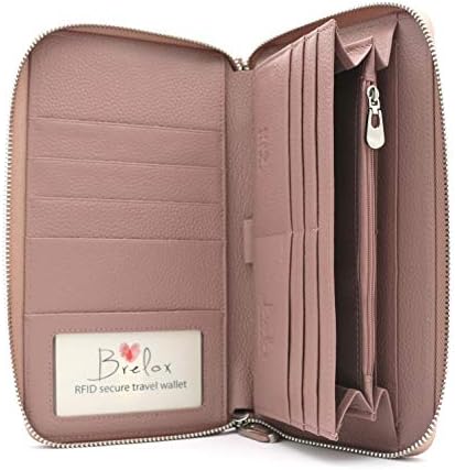 Brelox Travel Wallet Family Passport Holder - RFID Document Organizer for 4 5 6 passports - Genuine Leather - Blush Pink 1 Brelox Travel Wallet Family Passport Holder - RFID Document Organizer for 4 5 6 passports - Genuine Leather - Blush Pink