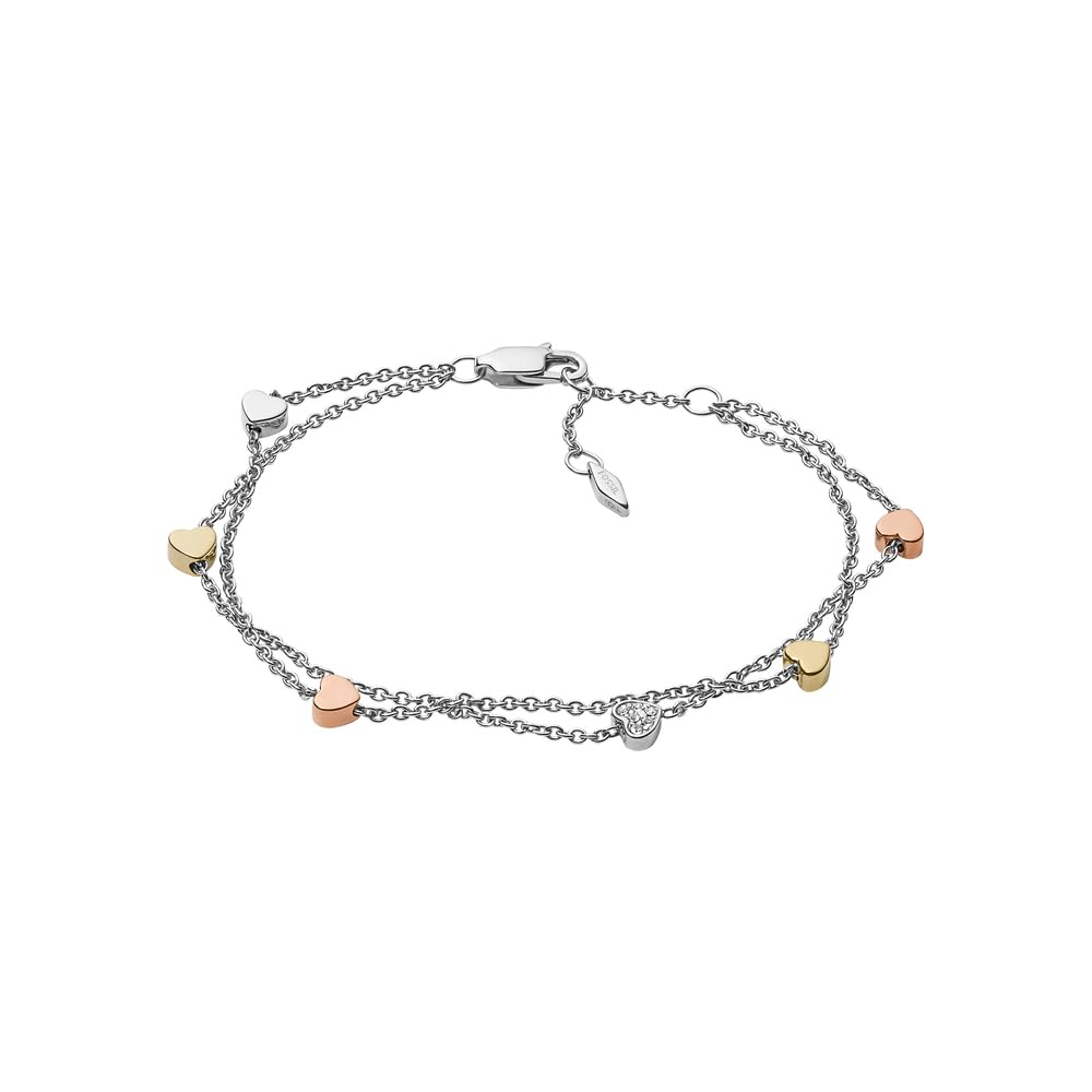Fossil Bracelet for Women Vintage Motifs, 19 cm Tri-tone Stainless Steel Bracelet, JF02854998