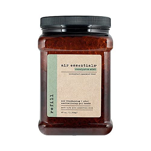 Air Essentials Air Freshener & Odor Neutralizer Gel Bead Refill – Odor Eliminator - Made with Pure Essential Oils – Eucalyptus Mint - 48 Ounce