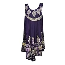 Mogul Interior Womens Batik Embroidered Sleeveless Tank Cover up Dresses XL